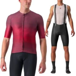 Completo Castelli Maglia Aero Race 6.0 + Salopette Free Aero Rc Bordeaux/nero
