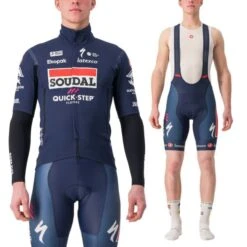 Completo Castelli Gabba + Salopette Soudal Team Quick-Step Blu/bianco