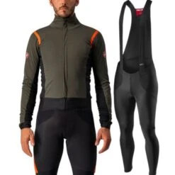 Completo Castelli Giacca Alpha RoS 2 + Salopette Sorpasso Ros Verde/nero