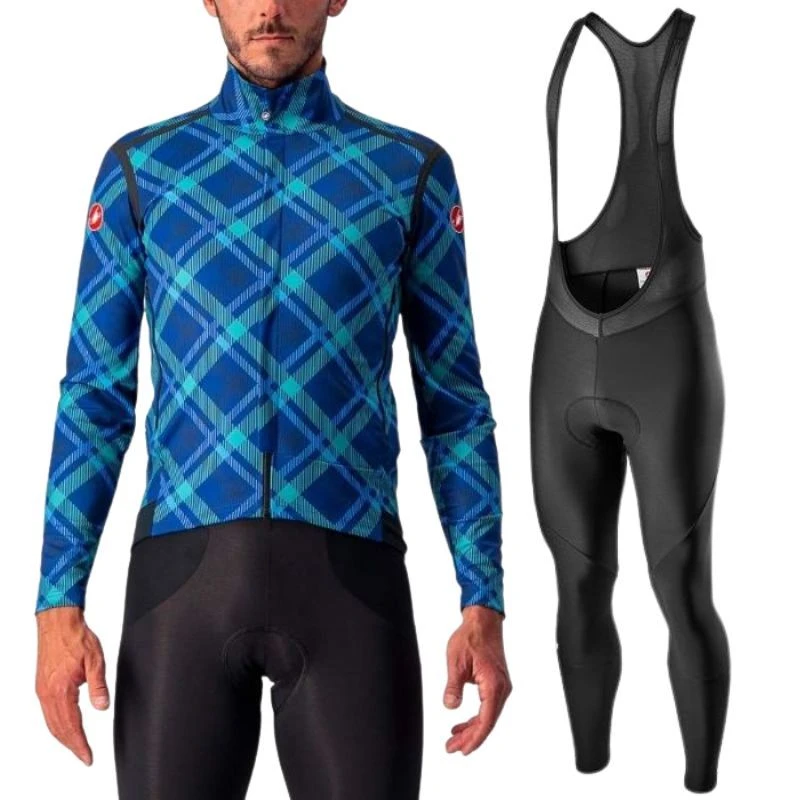 Completo Castelli Giacca Perfetto RoS Blu/verde Ltd + Salopette Entrata 1 Completo Castelli Giacca Perfetto RoS Blu/verde Ltd + Salopette Entrata