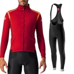 Completo Castelli Giacca Perfetto RoS Rosso + Salopette Lunga Tutto Nano