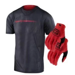 Completo Troy Lee Designs Maglia Skyline+Guanti Air Rosso