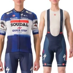 Completo Castelli Maglia + Salopette Soudal Team Quick-Step Blu/bianco