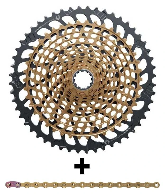 Cassetta Pignoni Sram XX1 Eagle 10-52 + Catena Sram Xx1 Gold 1 Cassetta Pignoni Sram XX1 Eagle 10-52 + Catena Sram Xx1 Gold
