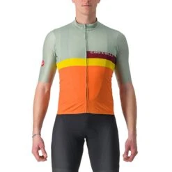 Maglia Castelli A Blocco Verde Salvia/arancione/giallo
