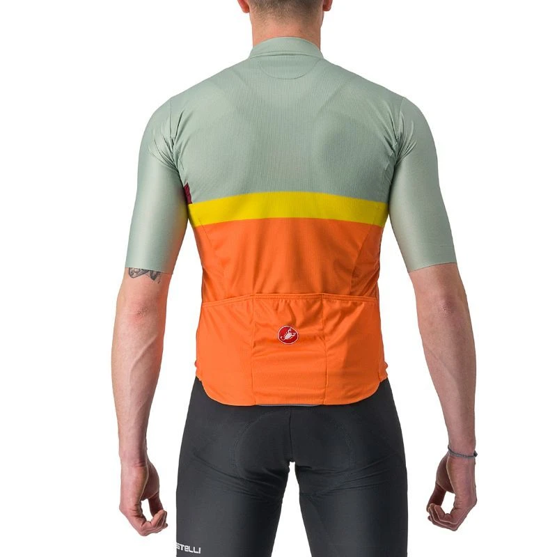 Maglia Castelli A Blocco Verde Salvia/arancione/giallo 2 Maglia Castelli A Blocco Verde Salvia/arancione/giallo - immagine 2
