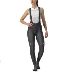 Castelli Salopette Lunga Sorpasso RoS Rosso Corsa Donna Nero